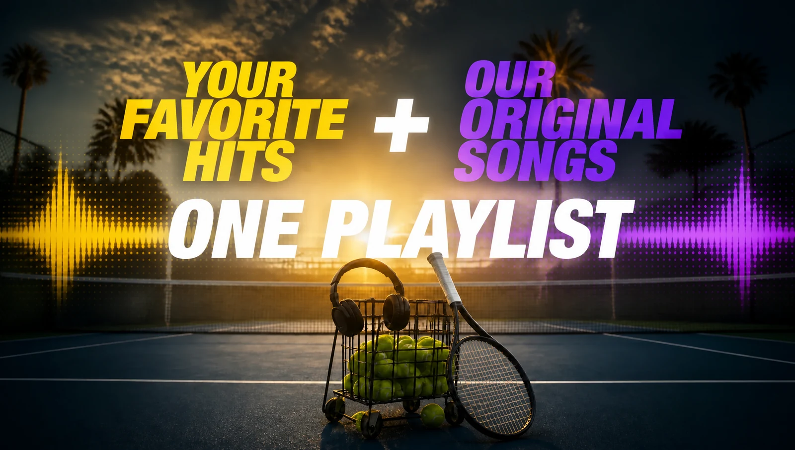 One Playlist Graphic Headphones Ball Basket Sunset