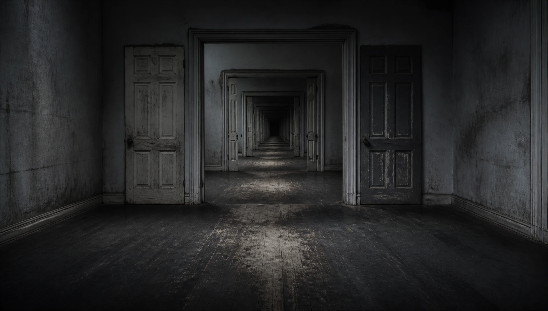 Same three. Same hallway. The floor knows how long you have been standing there.