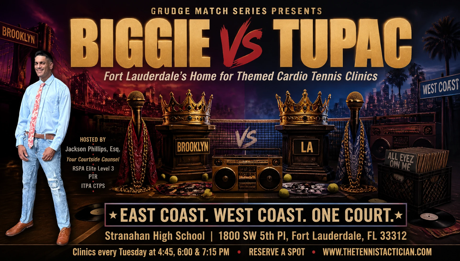 adult cardio tennis clinic Fort Lauderdale — Biggie vs Tupac Marquee