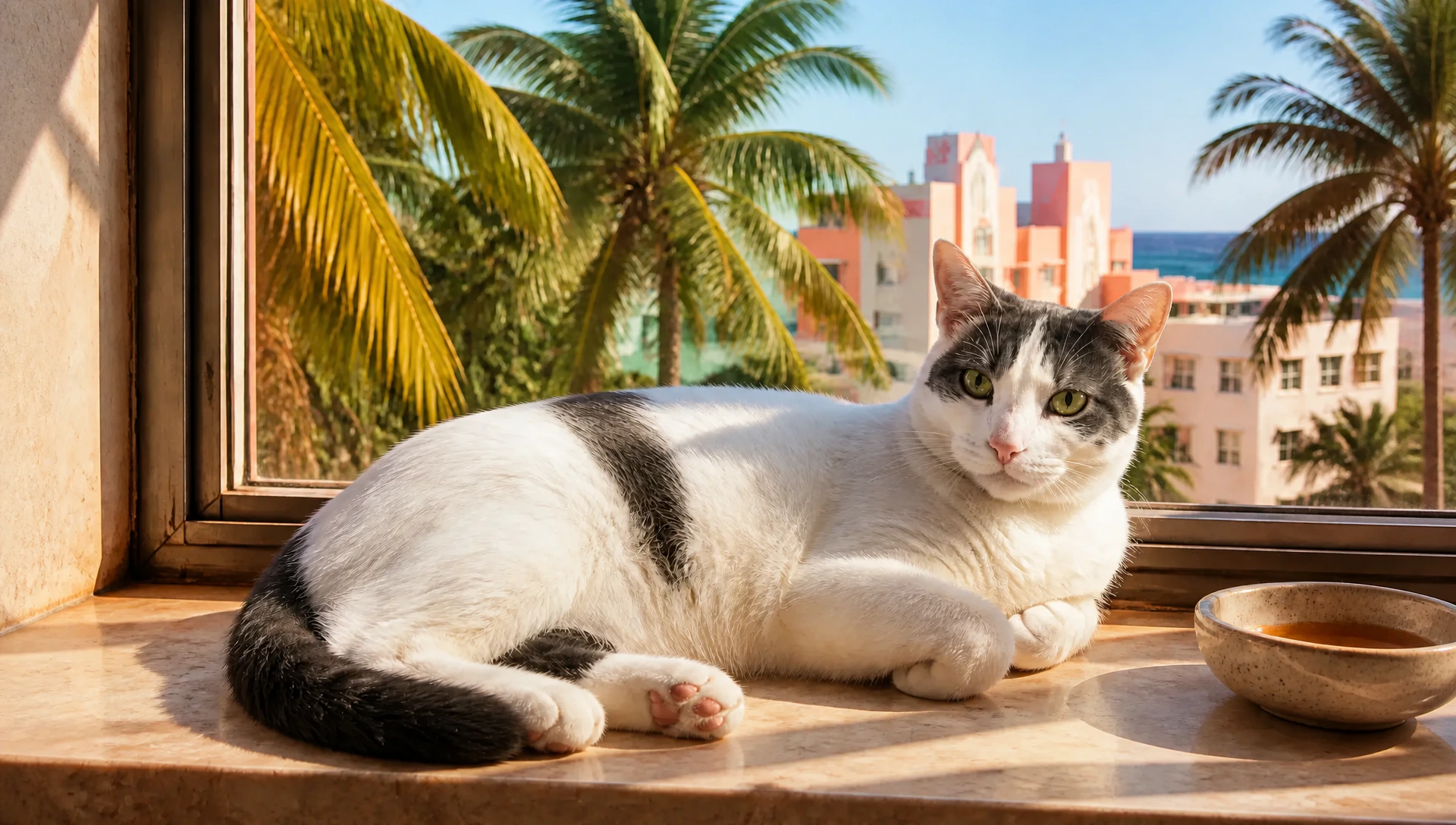Sunlit South Beach Miami windowsill