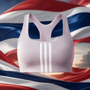 adult tennis classes Imperial Point — the adidas Better 3-Stripes Tennis Sports Bra and the national flag of Thailand, the country of Pattaya, Thailand, composed into a single image.
