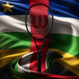 adult tennis classes in 33004 — Wilson Clash 100L V3 Tennis Racquet composed together with the flag of Central African Republic