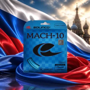 adult tennis classes in 33394 — the Solinco Mach-10 16g Tennis String Set and the national flag of Russia, the country of Orsk, Russia, composed into a single image.