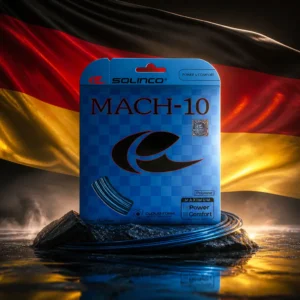 adult tennis classes Lake Ridge — the Solinco Mach-10 16L Tennis String Set and the national flag of Germany, the country of Brühl, Germany, composed into a single image.