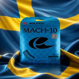adult tennis classes Lauderdale Manors — the Solinco Mach-10 17g Tennis String Set and the national flag of Sweden, the country of Värnamo, Sweden, composed into a single image.