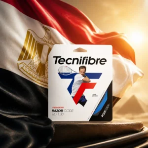 adult tennis classes Victoria Park — the Tecnifibre Razor Code 16g Tennis String Set and the national flag of Egypt, the country of Asyut, Egypt, composed into a single image.