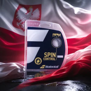 advanced cardio tennis class — the Babolat RPM Blast 17g Tennis String Set and the national flag of Poland, the country of Gorzów Wielkopolski, Poland, composed into a single image.