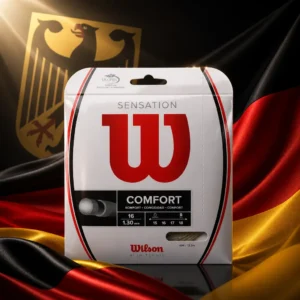 advanced cardio tennis clinics Fort Lauderdale — the Wilson Sensation 16g Tennis String Set and the national flag of Germany, the country of Straelen, Germany, composed into a single image.