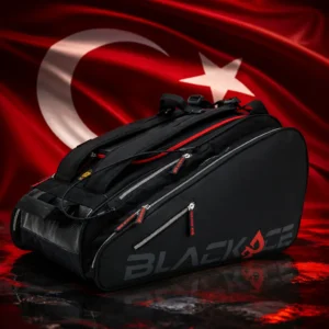 Bay Colony tennis clinic — the Prokennex Ace Station Tour Tennis Bag (6 Racquet) and the national flag of Turkey, the country of Kütahya, Turkey, composed into a single image.