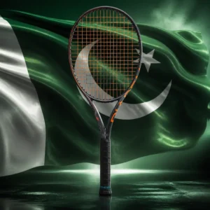 beginner cardiovascular tennis classes Fort Lauderdale — the Diadem Axis 100 Tennis 16x19 Tennis Racquet and the national flag of Pakistan, the country of Mardan, Pakistan, composed into a single image.
