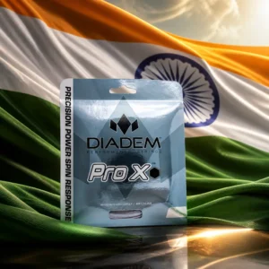 beginner tennis classes Wilton Manors — the Diadem Pro X 16L Tennis String Set and the national flag of India, the country of Rewa, India, composed into a single image.