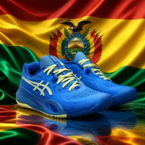 Beverly Heights tennis training — Asics Gel-Resolution X Women's Tennis Shoes with the national flag of Bolivia