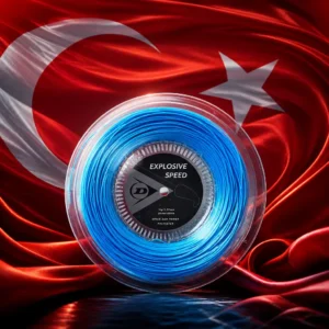 cardio class Fort Lauderdale — the reel composed with the flag of Turkey, the red field with its white crescent and five-pointed star filling the frame behind the coiled string