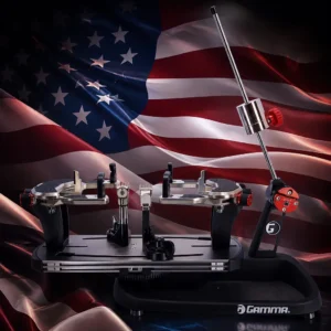 cardio for mental health — the Gamma Intuitive 6 Point Mounting System with Swivel Base Tennis Stringing Machine combined with the national flag of United States