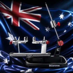 cardio lesson — the Gamma Momentum Drop Weight 6 Tennis Stringing Machine combined with the national flag of Australia