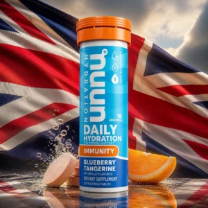 cardio tennis 33309 — the Nuun Immunity Electrolyte Tablets combined with the national flag of United Kingdom