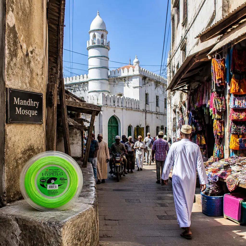 cardio tennis camp — Mandhry Mosque in Mombasa, Small white mosque with a slender cylindrical minaret on a narrow lane in Mombasa's Old Town