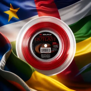 cardio tennis class — the Solinco Heaven Strings Outlast 16L Tennis String Reel combined with the national flag of Central African Republic