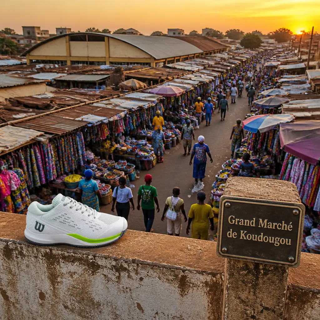cardio tennis classes for anxiety relief — Grand Marché de Koudougou in Koudougou, A sprawling central market of covered stalls and open-air trading rows in the heart of Koudougou, crowded with textile, produce, and craft vendors