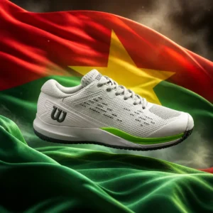 cardio tennis classes for anxiety relief — the Wilson Rush Pro Ace Men's Tennis Shoes combined with the national flag of Burkina Faso