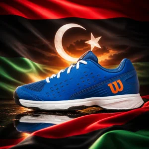 cardio tennis classes for better sleep — the Wilson Rush Pro Junior Tennis Shoes combined with the national flag of Libya
