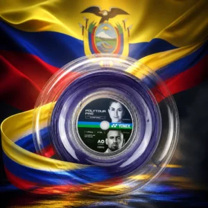 cardio tennis classes for wellbeing — the Yonex Polytour Pro 17g Tennis Strings Reel combined with the national flag of Ecuador