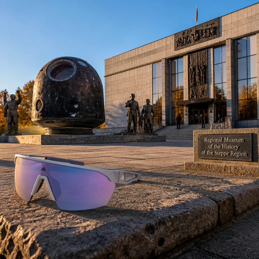cardio tennis classes in 33317 — Museum of the History of the Steppe Region (Muzey Istorii Stepnogo Kraya) in Arkalyk, A low Soviet-built museum block at 30 O. Kozybaev Street in the middle of Arkalyk, its open paved forecourt holding a heat-scorched, bell-shaped Soyuz descent capsule and the first steel excavator bucket of Turgai bauxite raised on a plinth, with bronze figures of steppe warriors standing around the same square