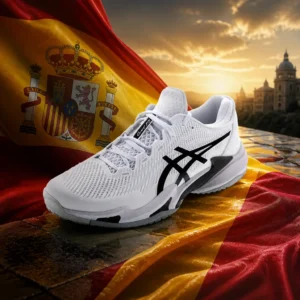 cardio tennis classes in 33321 — Asics Court Flytefoam 3 Men's Tennis Shoes with the national flag of Spain