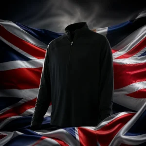 cardio tennis clinic Lake Ridge — the Fila Men's Tennis Essentials Half Zip Black XL combined with the national flag of United Kingdom