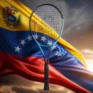 cardio tennis clinic near Las Olas Boulevard — the Head Gravity Tour Tennis Racquet combined with the national flag of Venezuela