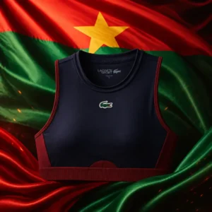cardio tennis clinic River Oaks — the Lacoste Stretch Sports Bra combined with the national flag of Burkina Faso