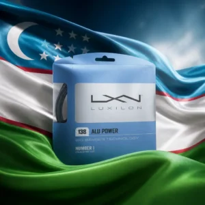 cardio tennis clinic Sunrise Key — the Luxilon ALU Power 18g Tennis String Set combined with the national flag of Uzbekistan