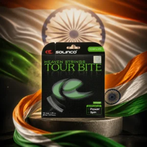 cardio tennis clinics 33323 — the Solinco Heaven Strings Tour Bite 15L Tennis String Set combined with the national flag of India