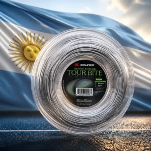 cardio tennis clinics 33324 — the Solinco Heaven Strings Tour Bite 16g Tennis String Reel combined with the national flag of Argentina