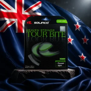 cardio tennis clinics 33330 — the Solinco Heaven Strings Tour Bite 17g Tennis String Set combined with the national flag of New Zealand