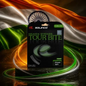 cardio tennis clinics 33394 — the Solinco Heaven Strings Tour Bite 20g Tennis String Set combined with the national flag of India