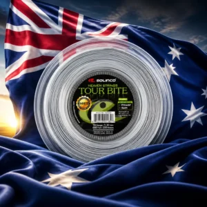 cardio tennis clinics Bay Colony — the Solinco Heaven Strings Tour Bite soft 16g Tennis String Reel combined with the national flag of Australia