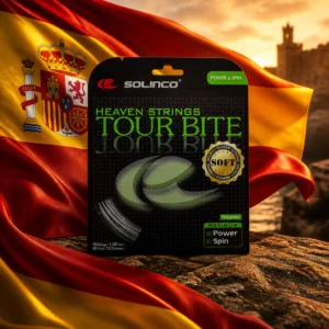cardio tennis clinics Beverly Heights — the Solinco Heaven Strings Tour Bite soft 16g Tennis String Set combined with the national flag of Spain