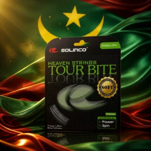 cardio tennis clinics Croissant Park — the Solinco Heaven Strings Tour Bite soft 17g Tennis String Set combined with the national flag of Mauritania