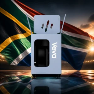 cardio tennis clinics in 33311 — the Veva V3 Tennis Ball Machine combined with the national flag of South Africa