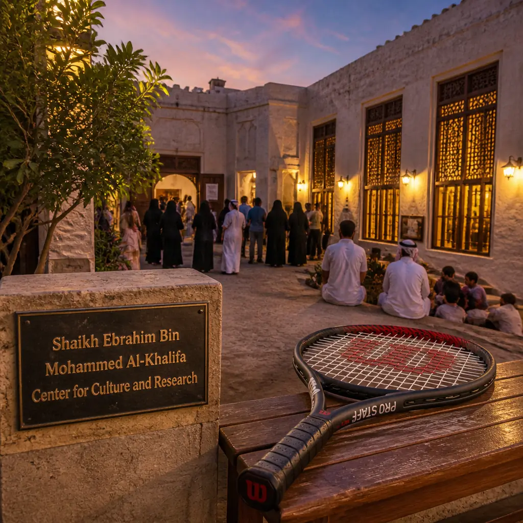 cardio tennis clinics in 33334 — Shaikh Ebrahim Bin Mohammed Al-Khalifa Center for Culture and Research in Al-Muharraq, A restored traditional Bahraini courtyard house with whitewashed coral-stone walls and wooden lattice screens, set among narrow alleys in one of Muharraq's oldest residential neighborhoods