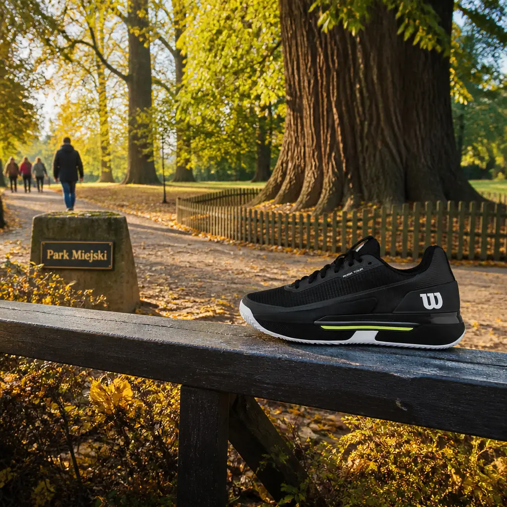 cardio tennis clinics Lake Ridge — Park Miejski in Łask, An old landscape park on the edge of the town centre: gravel walks running under very large mature broadleaf trees, open lawns between them, and one enormous elm with a trunk far thicker than anything else standing