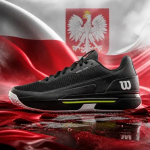 cardio tennis clinics Lake Ridge — the Wilson Rush Tour 5 Clay Men's Tennis Shoes combined with the national flag of Poland