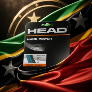 cardio tennis for better sleep — the Head Hawk Power 17g Tennis String Set combined with the national flag of Saint Kitts and Nevis