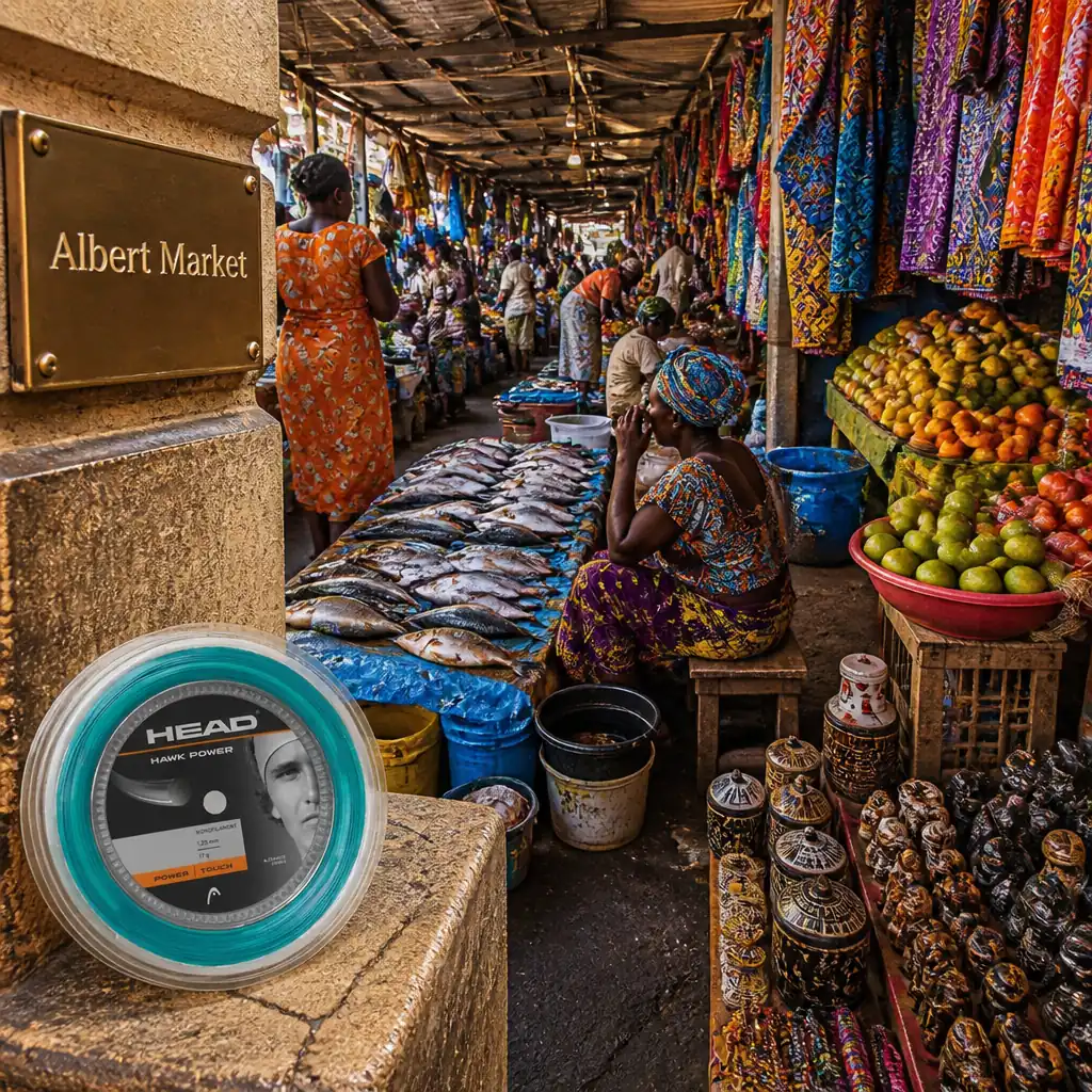 cardio tennis for calm — Albert Market in Banjul, Crowded covered market on Liberation Avenue in Banjul, with lanes of fabric, fish, fruit and craft stalls near the river