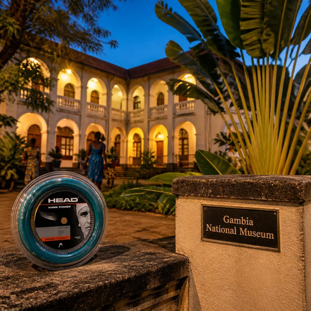 cardio tennis for calm — Gambia National Museum in Banjul, Colonial-era building near Independence Drive in Banjul housing archaeology, ethnography and history displays, with a small courtyard