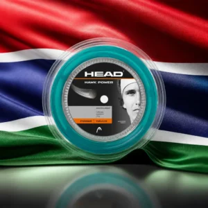 cardio tennis for calm — the Head Hawk Power 17g Tennis String Reel combined with the national flag of The Gambia