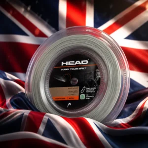 cardio tennis for confidence — the Head Hawk Tour rPET 17g Tennis String Reel combined with the national flag of United Kingdom