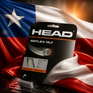 cardio tennis for emotional wellness — the Head Reflex MLT 17g Tennis String Set combined with the national flag of Chile