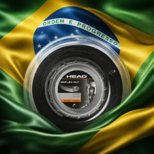 cardio tennis for endorphins — the Head Reflex MLT 16g Tennis String Reel combined with the national flag of Brazil